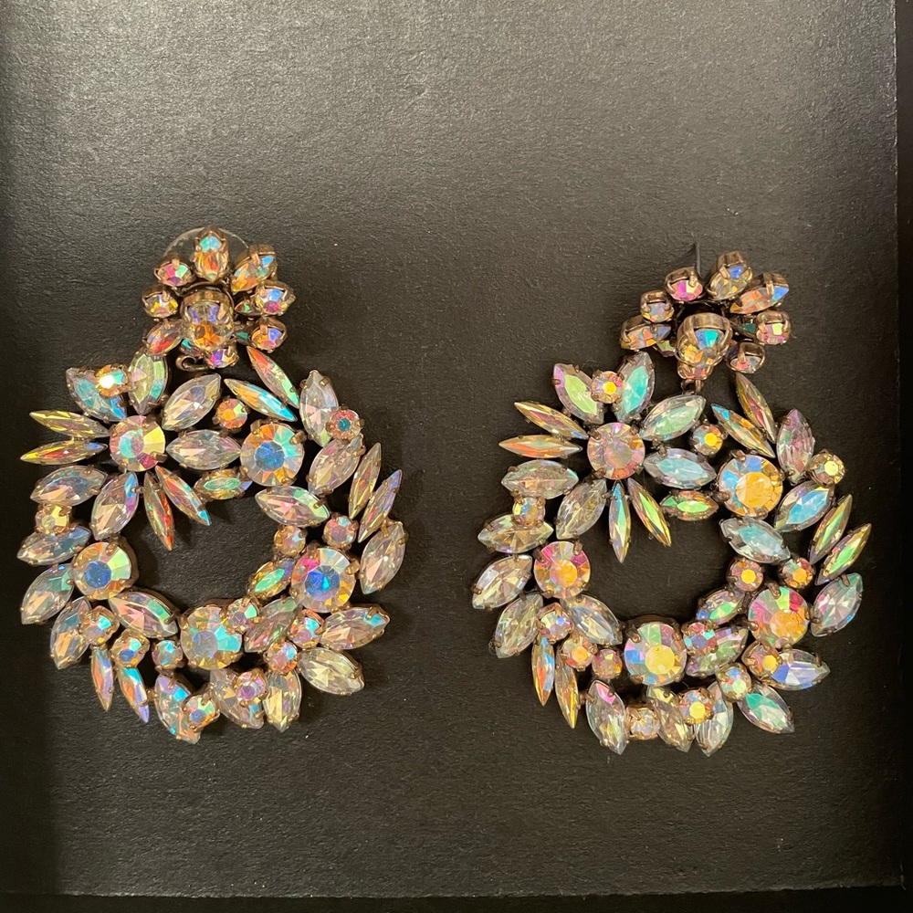 J.Crew crystal wreath earrings / hoop earrings